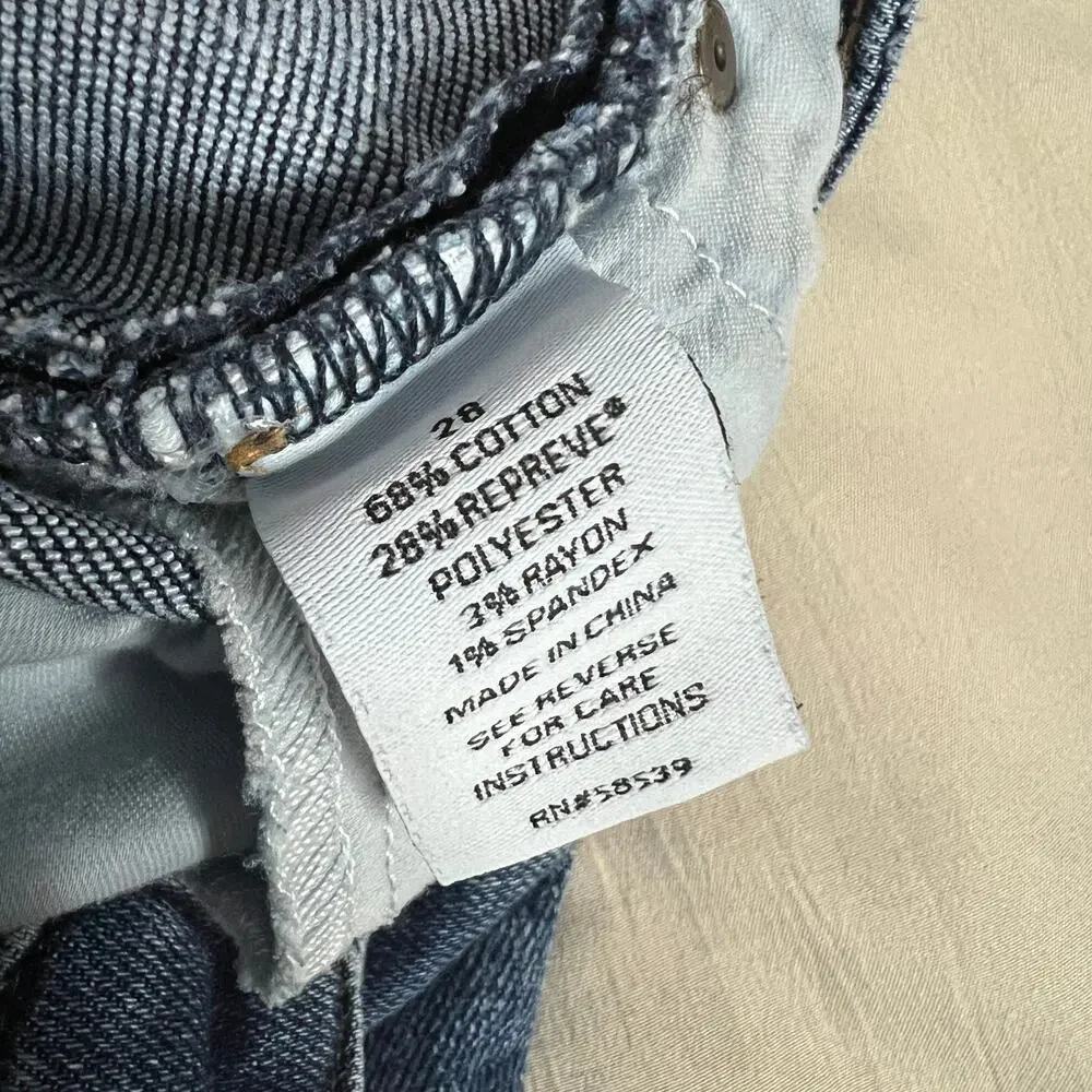 ♥️ Evereve The Ever Straight High Rise Fit Jeans Blue Women Finished Hem Size 28 - Picture 8 of 8